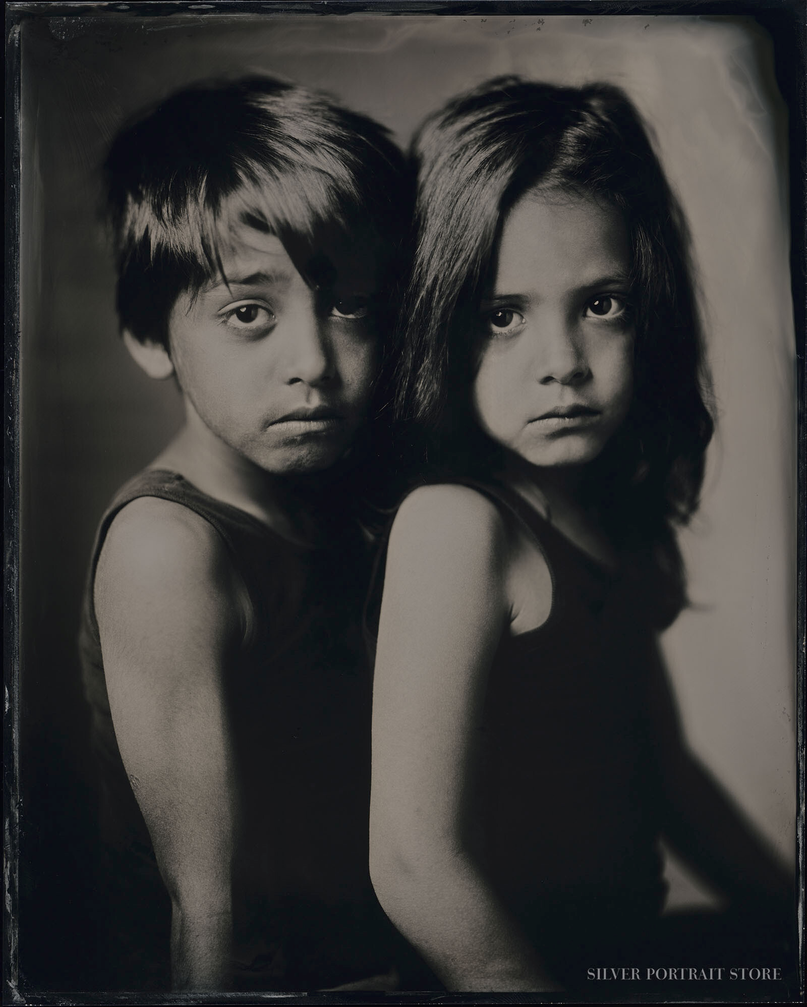 Marius & Dewi-Silver Portrait Store-Scan from Wet plate collodion-Tintype 20 x 25 cm.