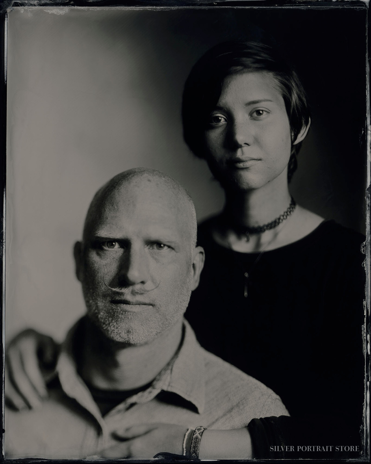 Paul & Antonia-Silver Portrait Store-scan from Wet plate collodion-Black glass Ambrotype 20 x 25 cm.