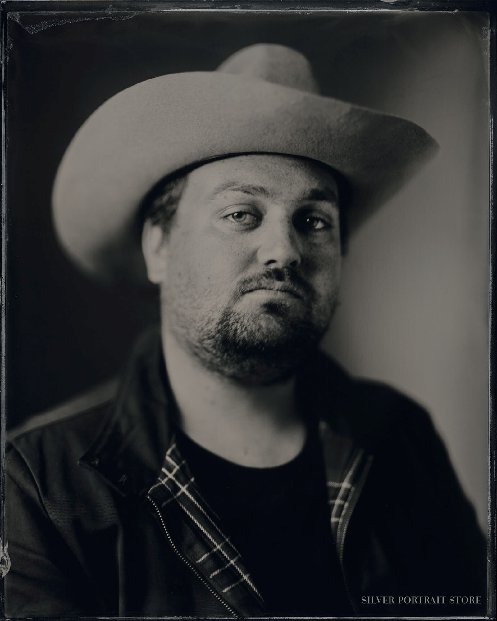 Tim Knol-Musician-Silver Portrait Store-Scan from Wet plate collodion-Tintype 20 x 25 cm.