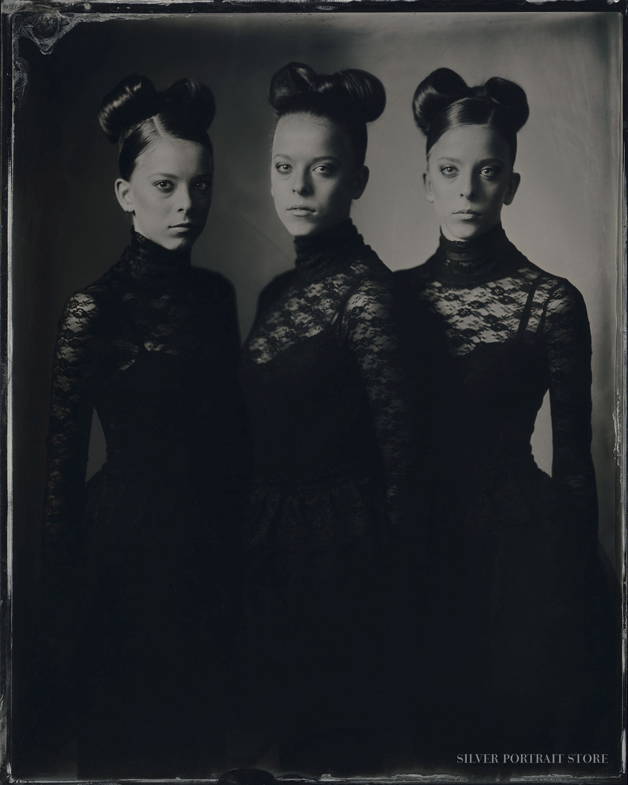 Ellis, Bo & Amy-Silver Portrait Store-Scan from Wet plate collodion-Tintype 20 x 25 cm