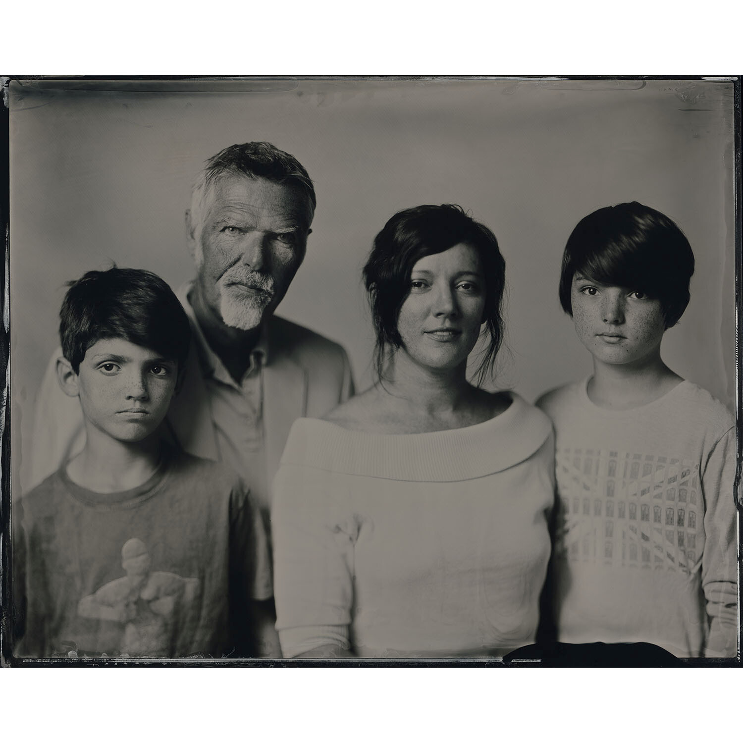 Leslie, Stuart, Charlie & Alec-Silver Portrait Store-scan from Wet plate collodion-Tintype 20 x 25 cm.