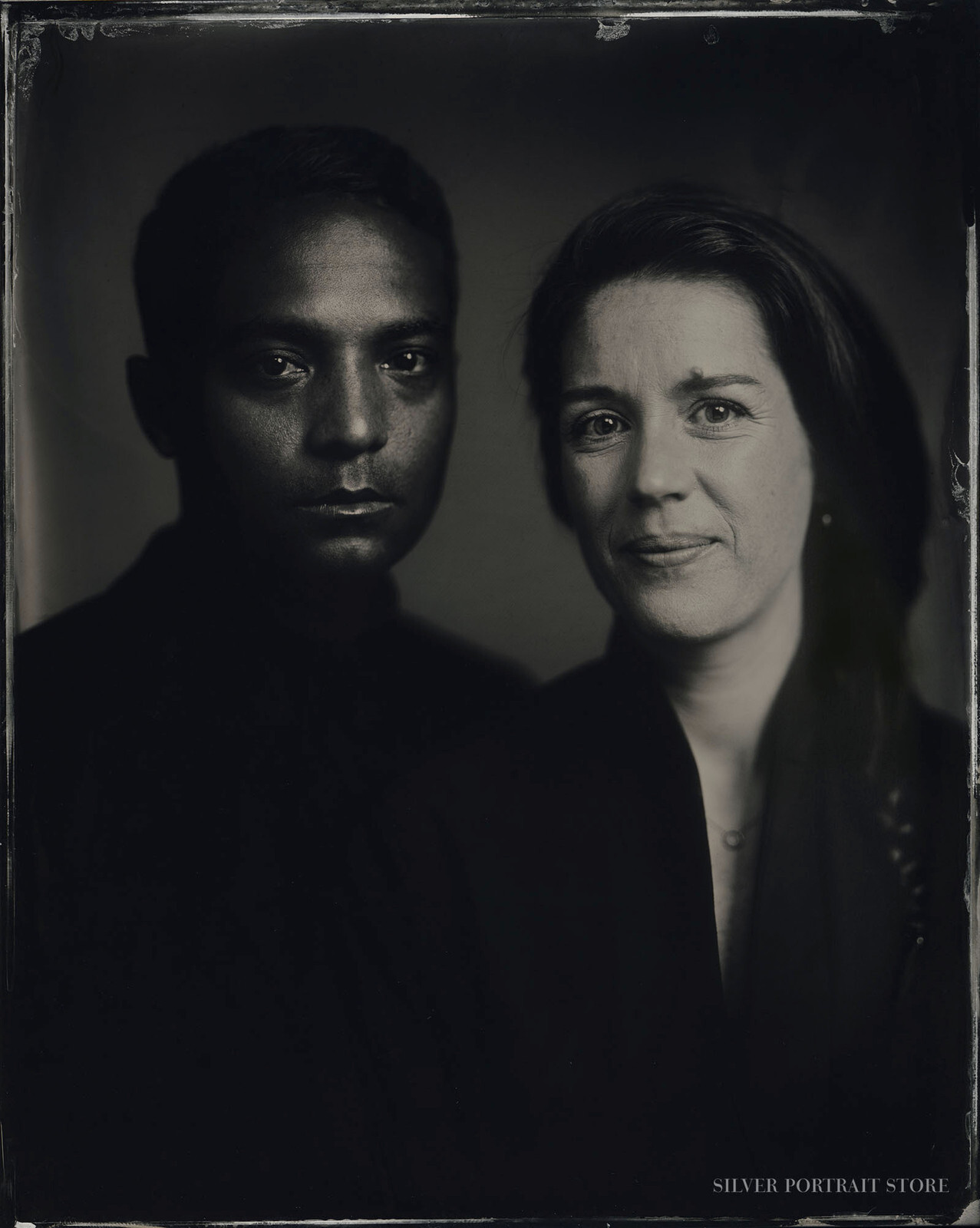 Christopher & Anouk-Silver Portrait Store-scan from Wet plate collodion-Tintype 20 x 25 cm.