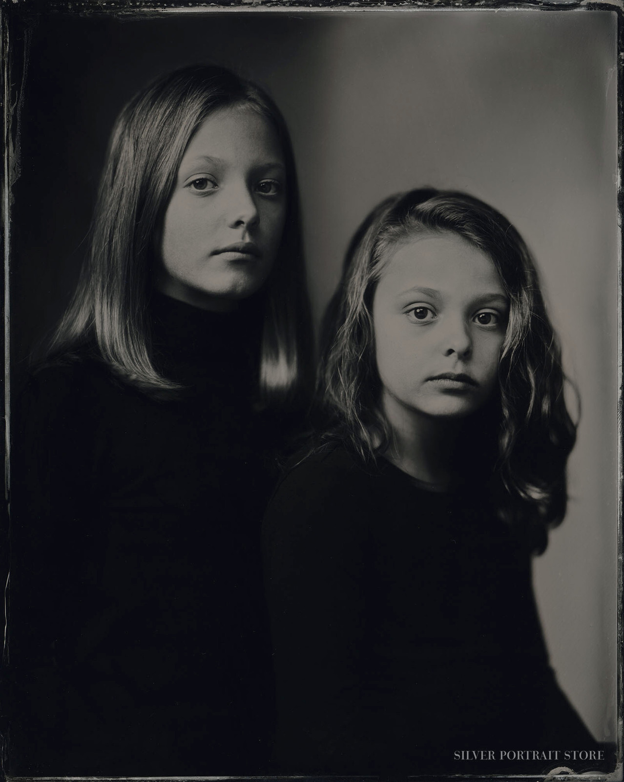 Nikola & Kiara-Silver Portrait Store-scan from Wet plate collodion-Tintype 20 x 25 cm.