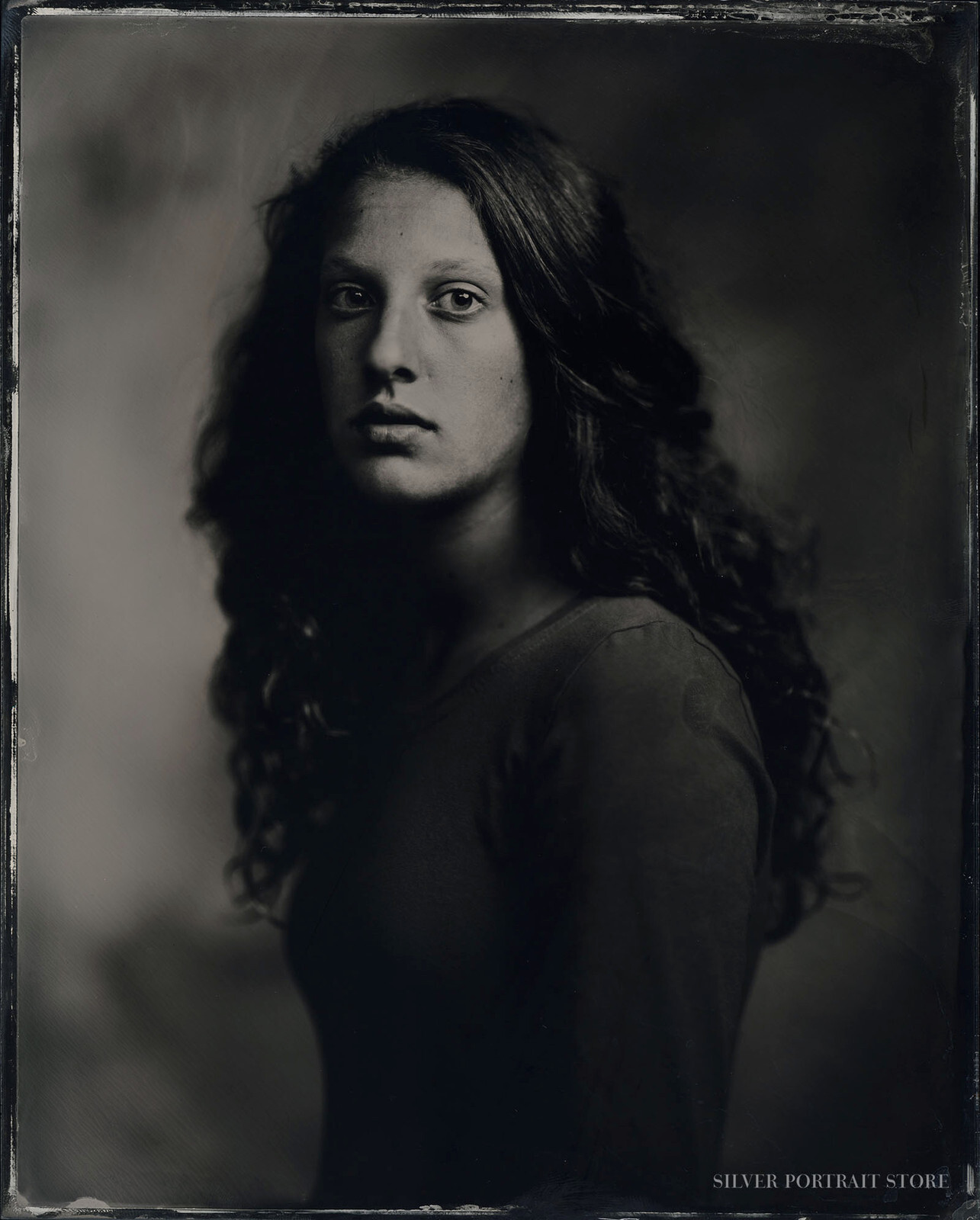 Lois-Silver Portrait Store-scan from Wet plate collodion-Clear glass Ambrotype 20 x 25 cm.