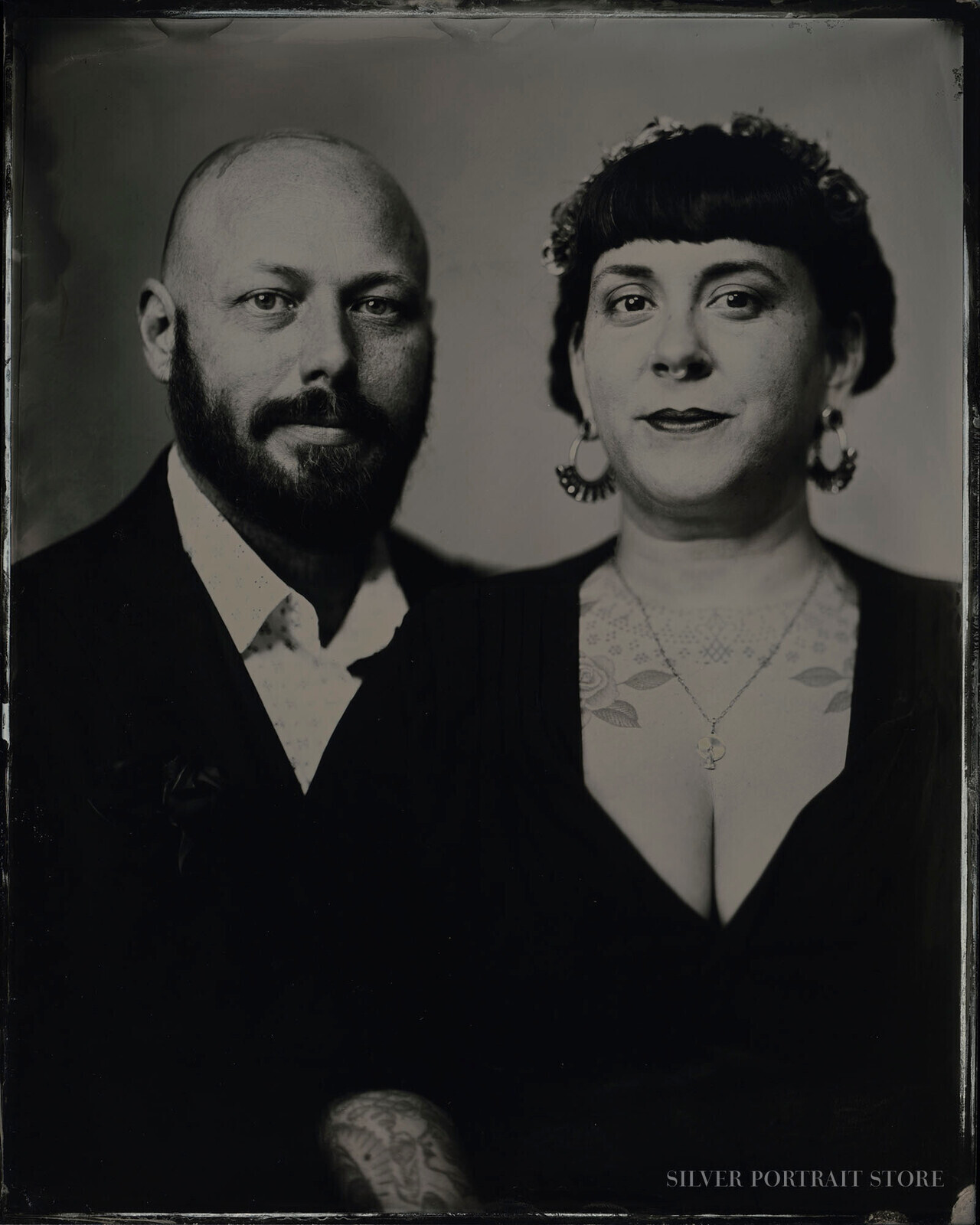 Kim & Katie-Silver Portrait Store-Wet plate collodion-Tintype 20 x 25 cm.
