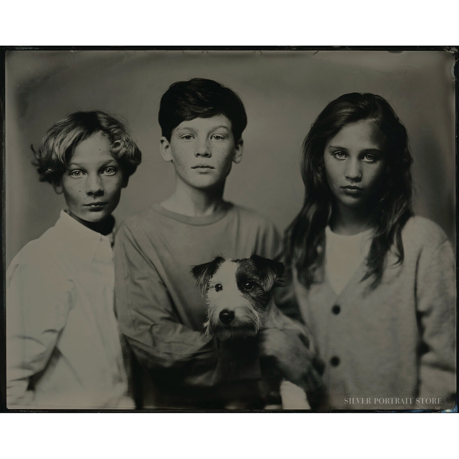 Berke, Owen, Anja & Piet-Silver Portrait Store-Wet plate collodion-Tintype 20 x 25 cm.