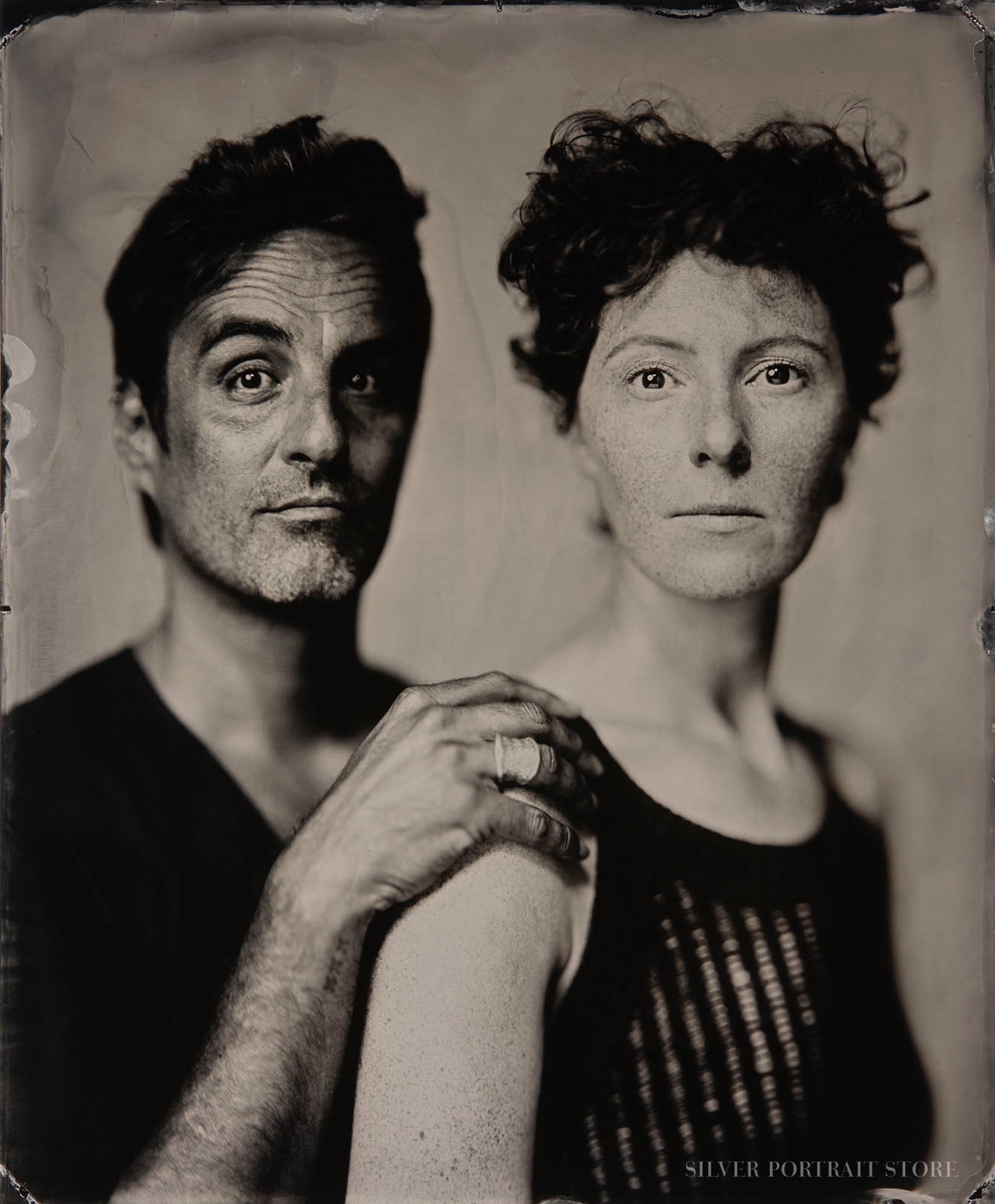 Gabriele & Sanne-Silver Portrait Store-Wet plate collodion-Black glass Ambrotype 35 x 43 cm.