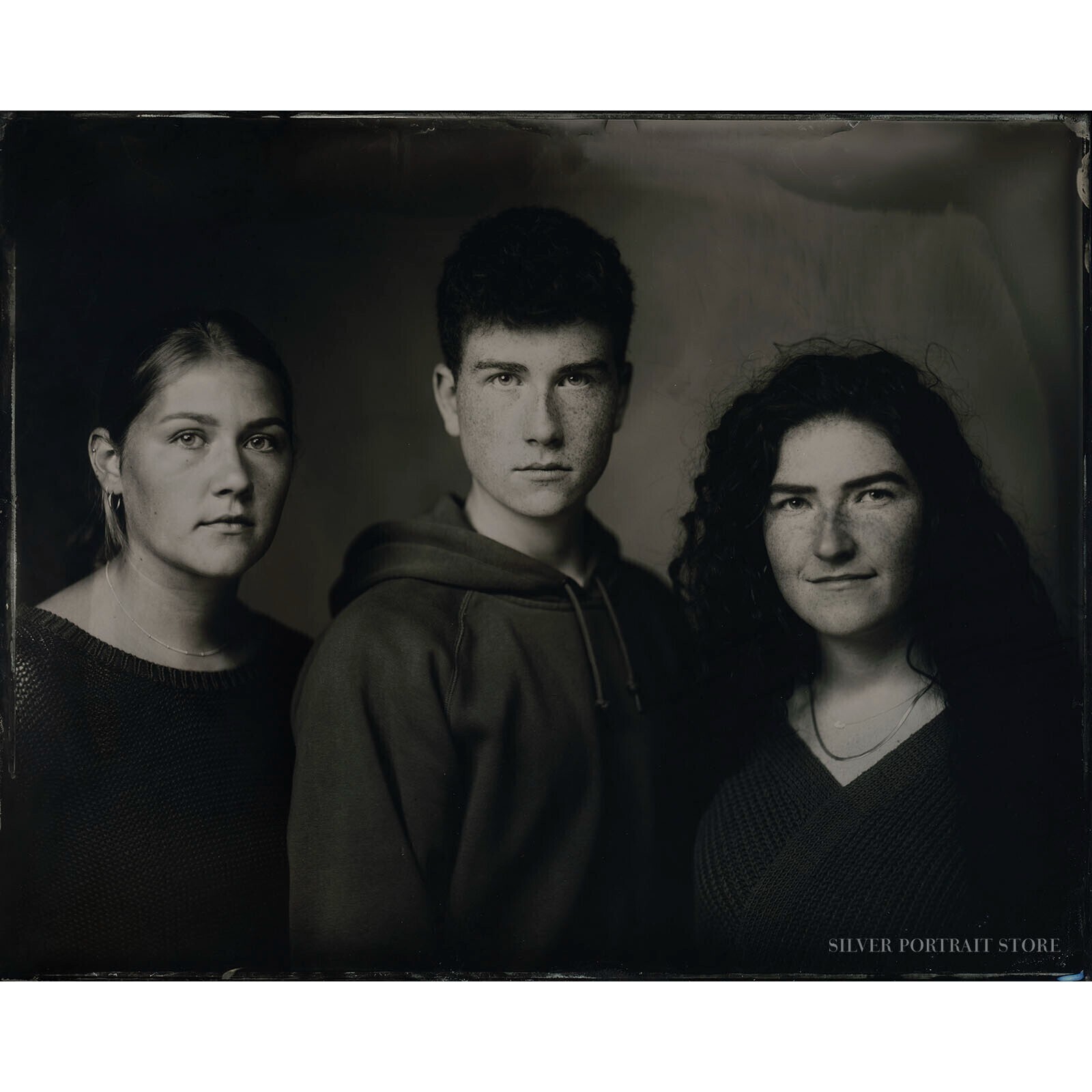 Mickey, Pieter & Anne -Silver Portrait Store-Wet plate collodion-Tintype 20 x 25 cm.