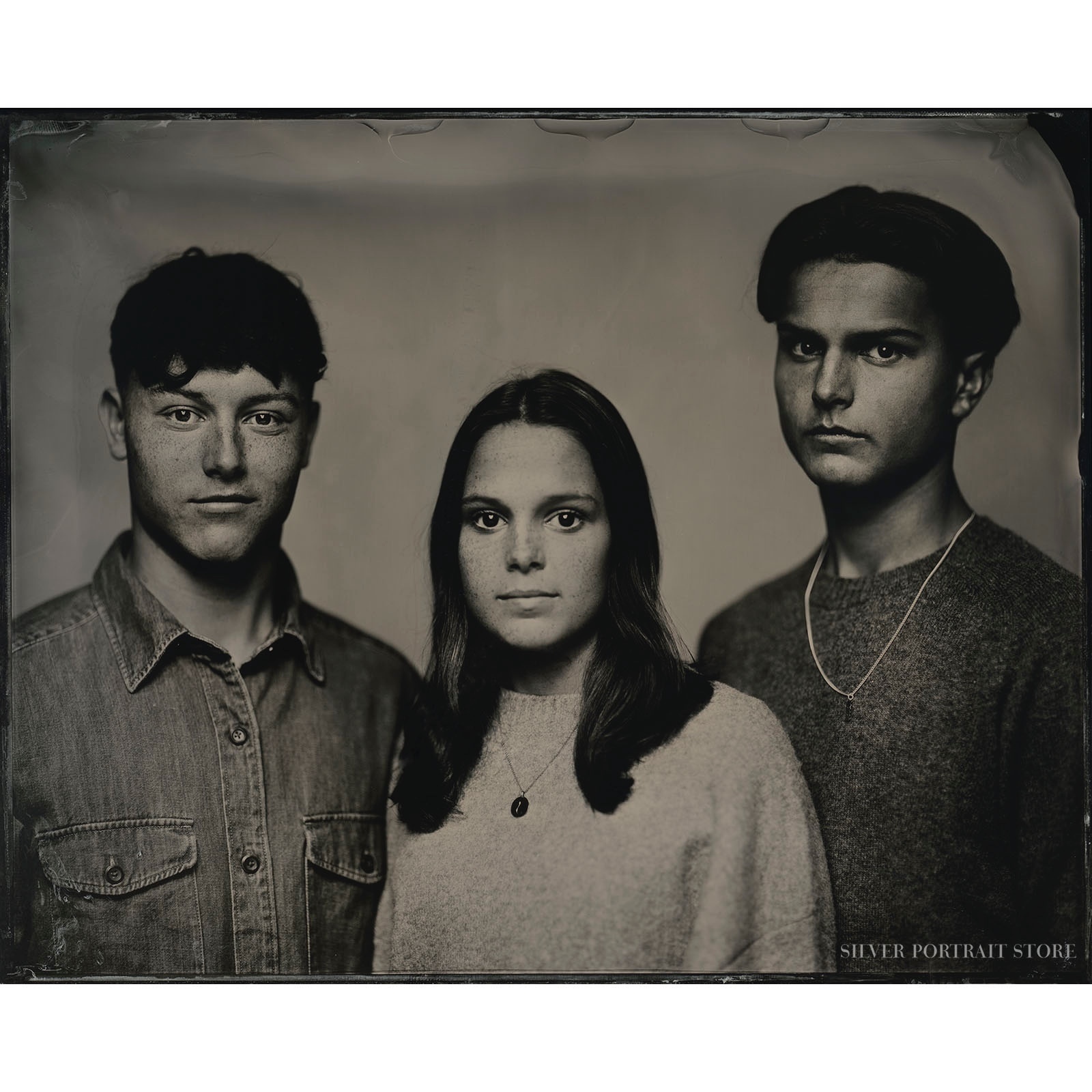 David, July & Loui-Silver Portrait Store-Wet plate collodion-Tintype 20 x 25 cm.