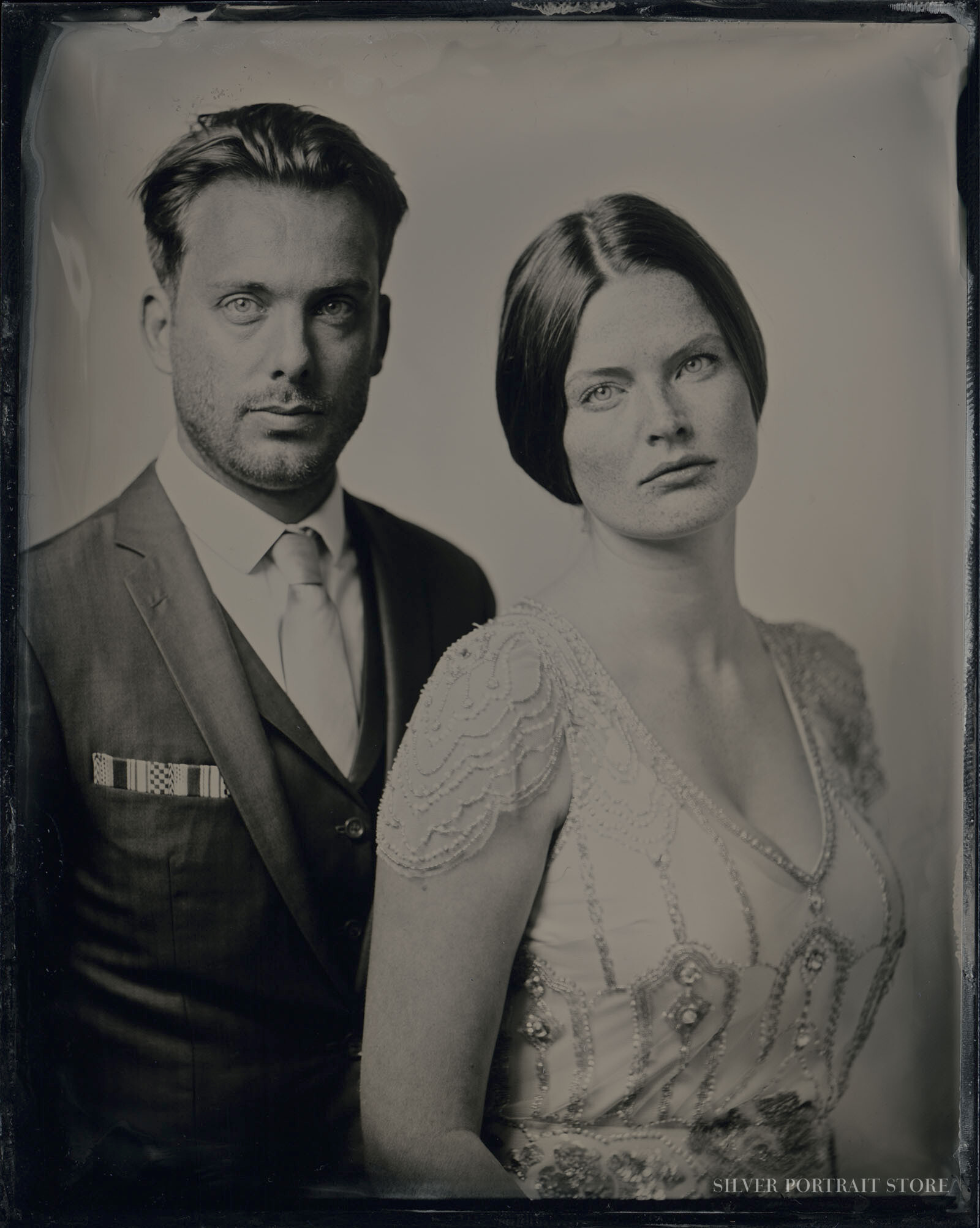 Marte & Dirk-Silver Portrait Store-Scan from Wet plate collodion-Tintype 10 x 12 cm.