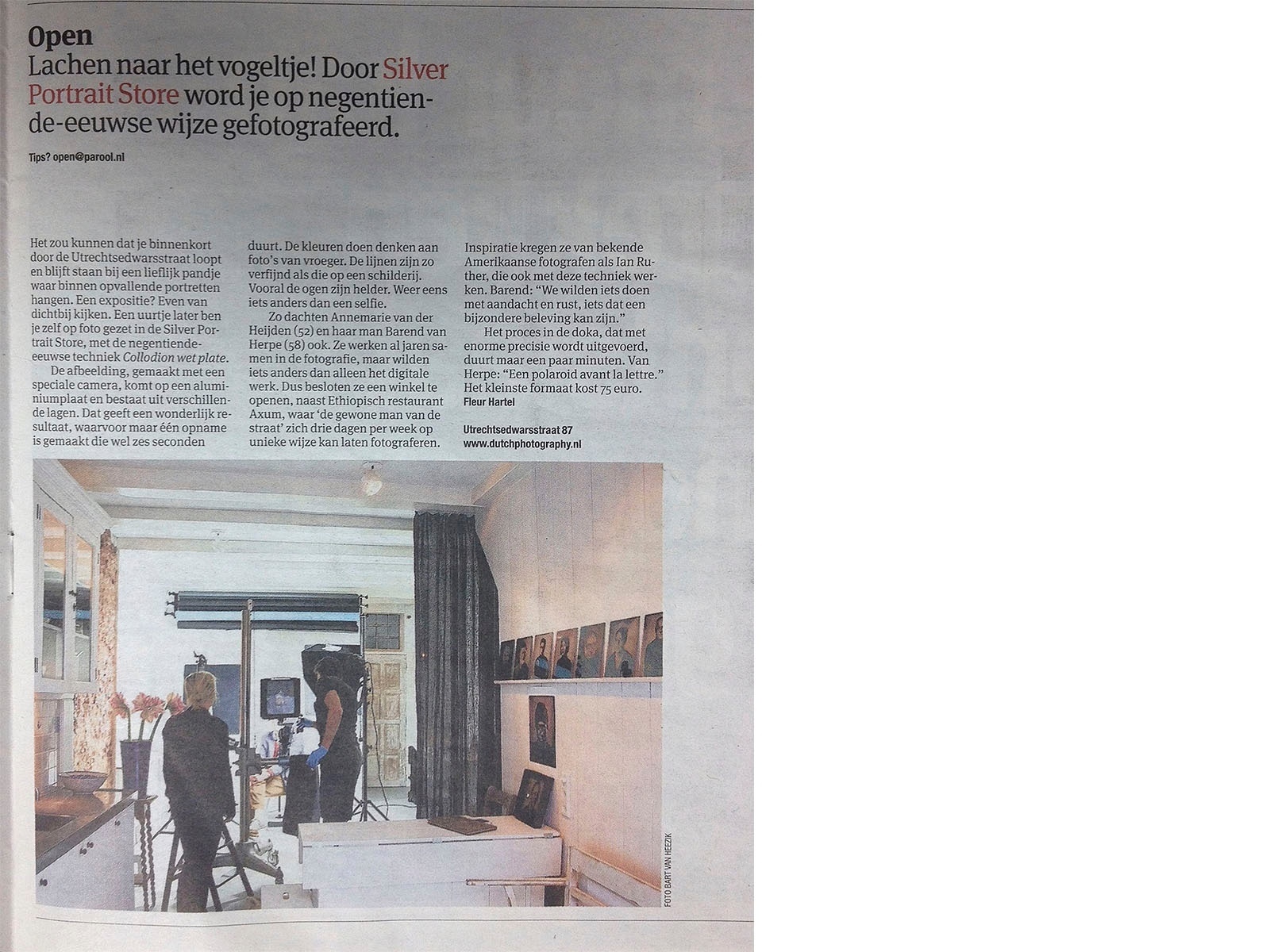 Parool Magazine - Door Silver Portrait Store word je op negentiende-eeuwse wijze gefotografeerd (november 2014).