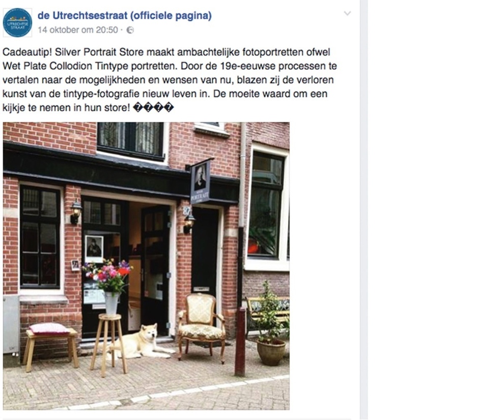 Silver Portrait Store vermeld op FB pagina Utrechtsestraat