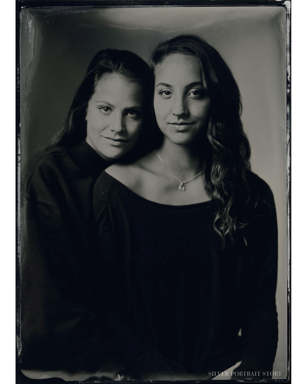 Kathrin & Astrid-Silver Portrait Store-Scan from Wet plate collodion-Tintype 13 x 18 cm