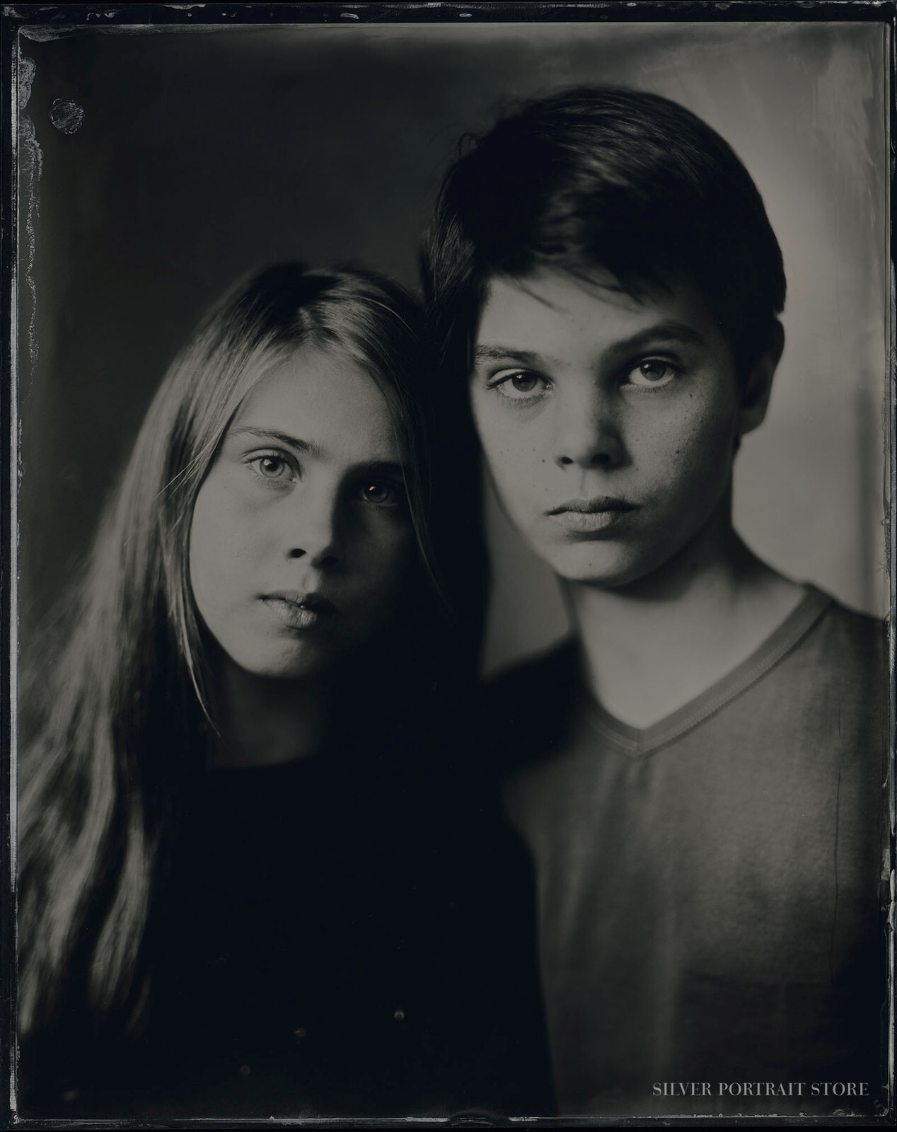 Amelie & Gilbert-Silver Portrait Store-Scan from Wet plate collodion-Tintype 20 x 25 cm