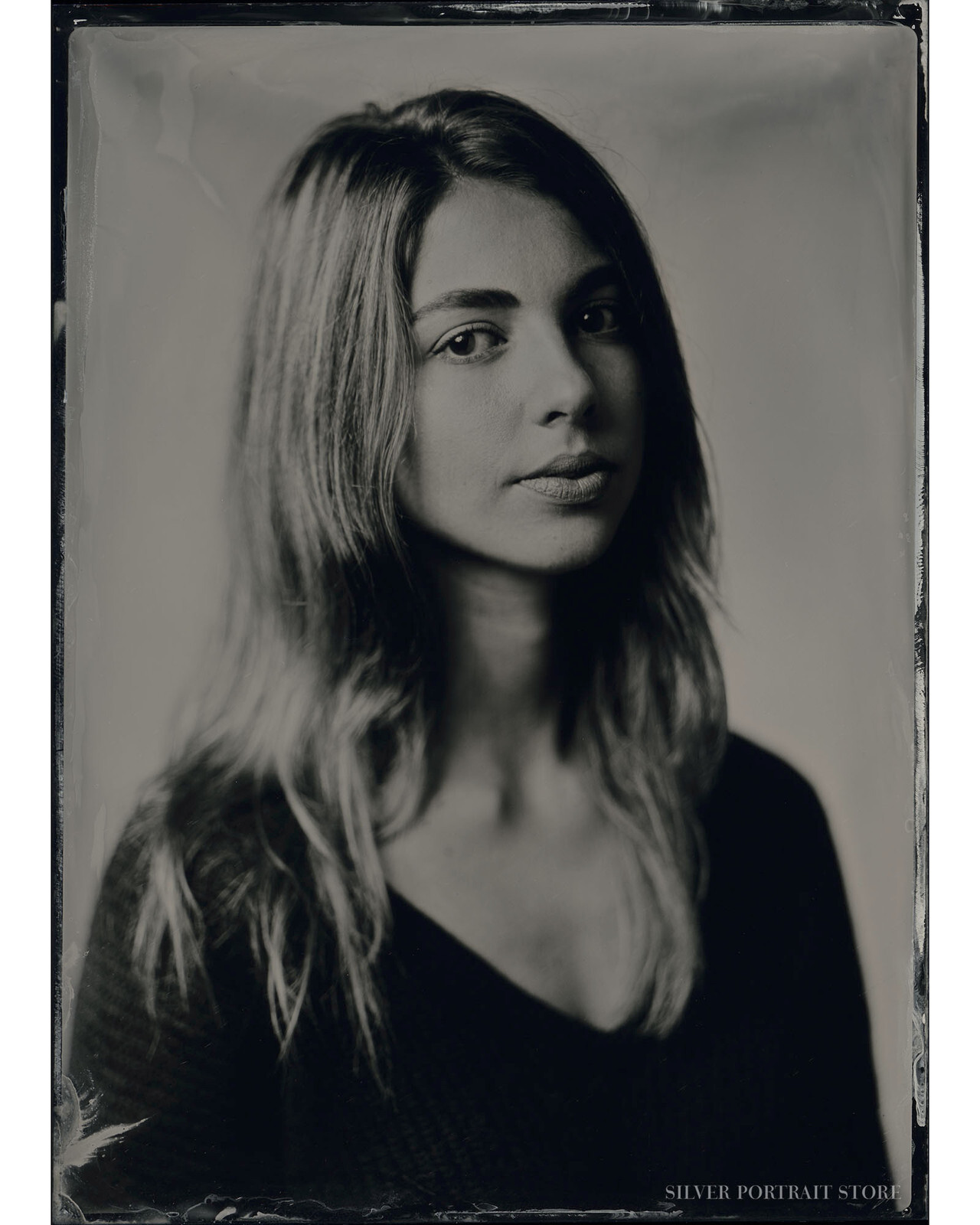 Tony-Silver Portrait Store-Scan from Wet plate collodion-Tintype 13 x 18 cm.