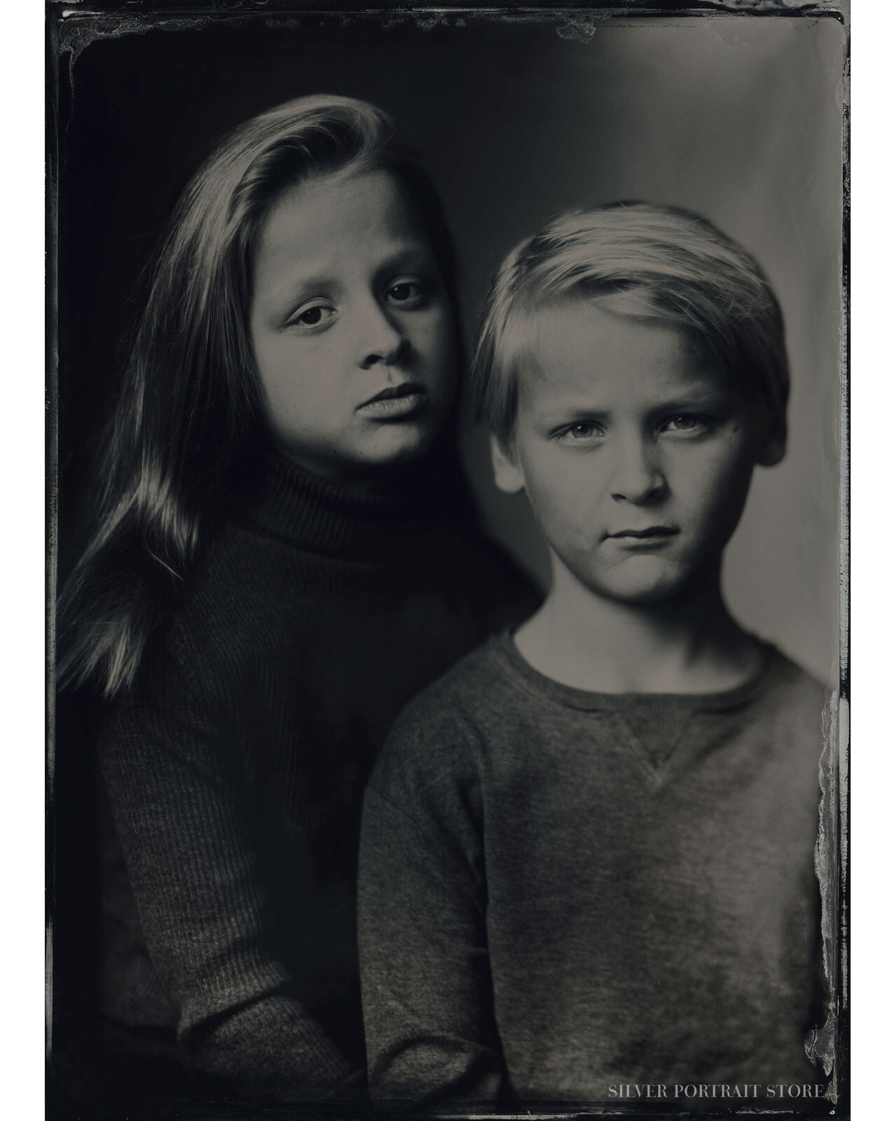 Jannele & Floris-Silver Portrait Store-scan from Wet plate collodion-Tintype 13 x 18 cm.