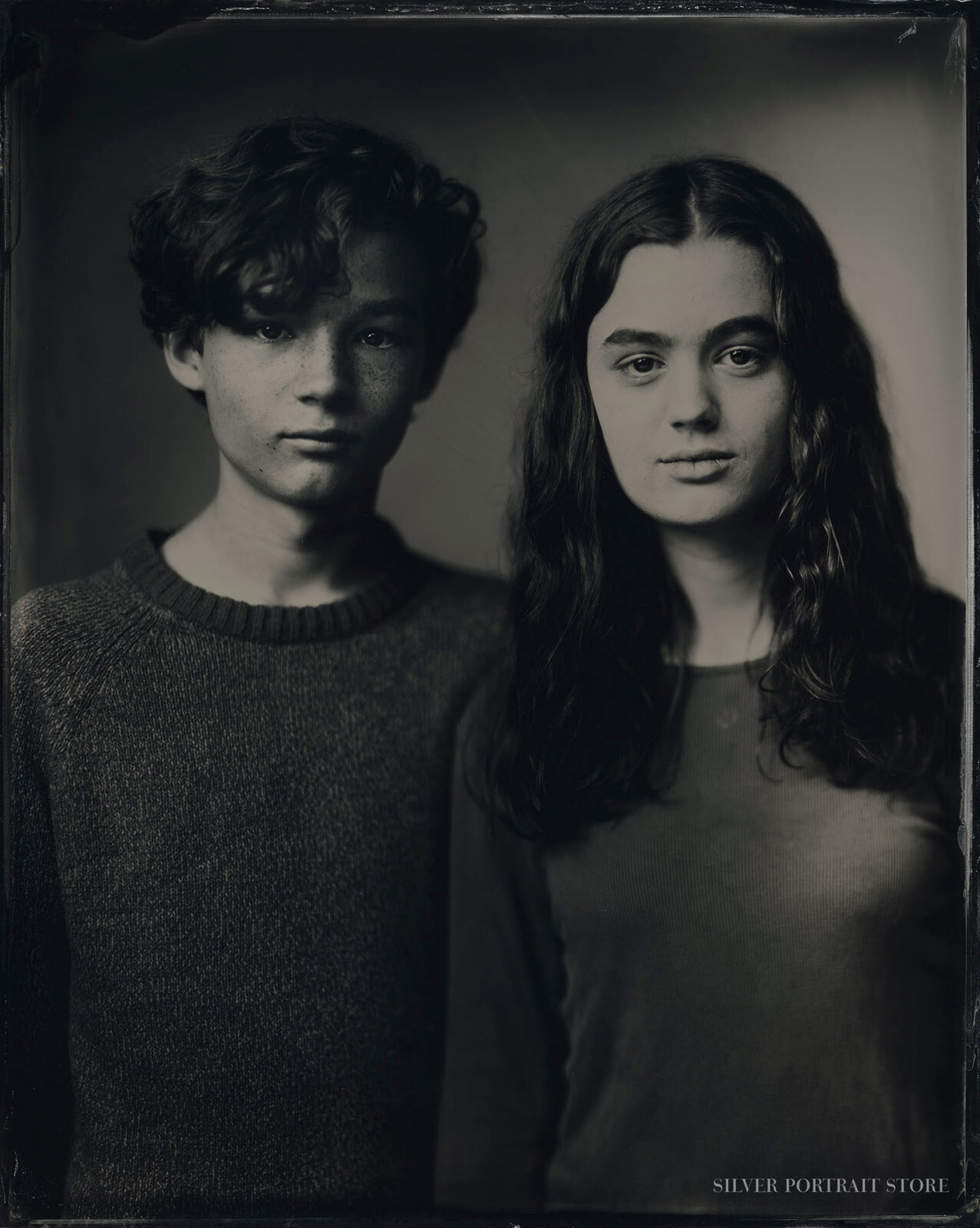 Quinten & Nina-Silver Portrait Store-scan from Wet plate collodion-Tintype 20 x 25 cm.