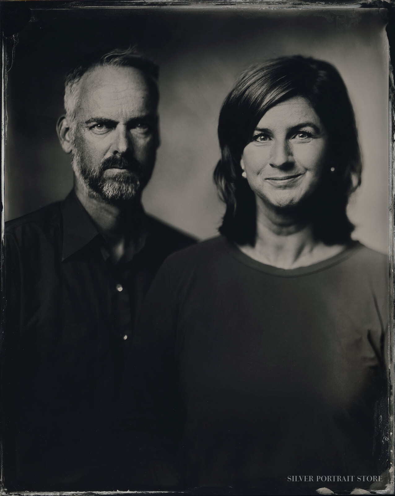 Edward en Silvie-Silver Portrait Store-scan from Wet plate collodion-Tintype 20 x 25 cm.