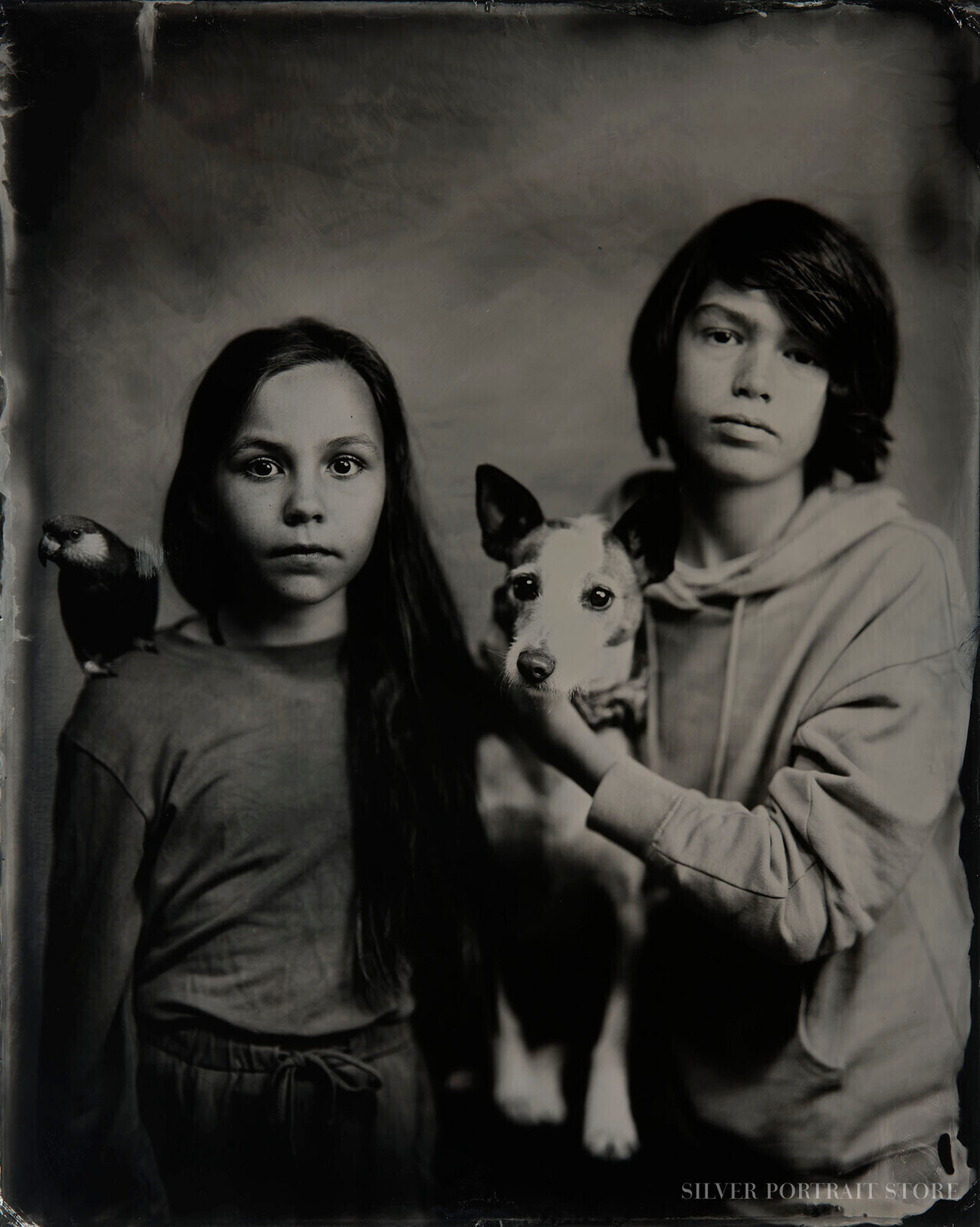 Juan, Leah, Penny & Vigo-Silver Portrait Store-Wet plate collodion-Black glass Ambrotype 35 x 43 cm.